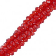 Top Facet kralen disc 3x2mm - Vermilion red-pearl shine coating